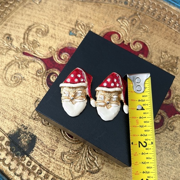 Vintage Don Lin Enamel & Gold Tone SANTA CLAUS Christmas Holiday‎ Earrings - Picture 12 of 12